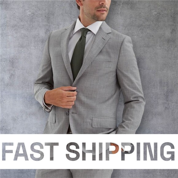 $495 SACOOR Slim fit Mens Blazer Sport Coat Two Button Jacket 38R SUPER*130 WOOL - Picture 1 of 13